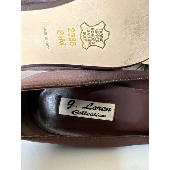 J. Loren Collection vintage brown fabric covered pumps with square toes size 8.5 - Picture 12 of 16